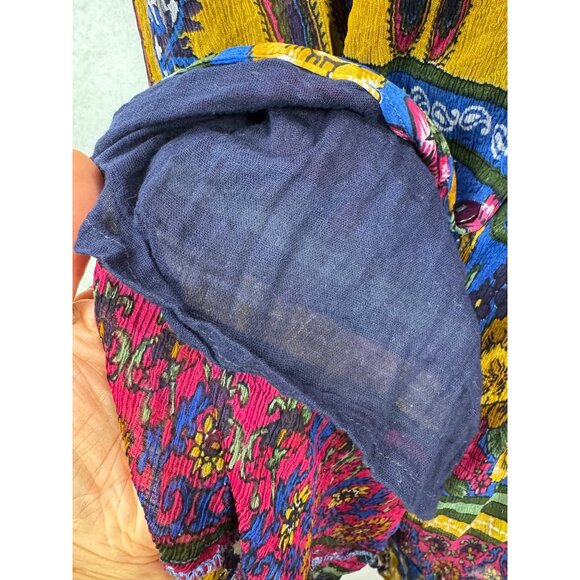 VTG Jasmine by KVM floral colorful crinkle button down maxi dress sz S - Picture 9 of 10